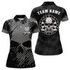 Custom Personalized Black Grey Grunge Darts Polo Shirt Skull Darts Shirt For Women Dart Jersey LDT0681