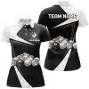 Custom Personalized Black White Grunge Billiard Balls Polo Shirts For Women, Custom 8 Ball Pool Team Shirts VHM0787