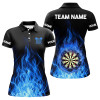 Custom Blue Fire Flame 3D Dartboard Women Darts Polo Shirts Custom Darts Shirts For Team Dart Jerseys TDM1281