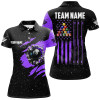 Customized Grunge American Flag 8 Balls Pool Women Billiard Polo Shirts, Pool Player Shirts
