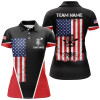 Custom Black Womens Disc Golf Polo Shirts Vintage American Flag Patriot Custom Frisbee Golf Shirt For Ladies Nqs7993