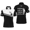 Custom Golf Men Polo Shirt, Custom Name Multicolor Swing Swear Drink Repeat Apparel - Personalized Sports Gifts For Men, Husband, Boyfriend, Golf Lover