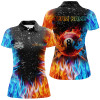 Custom Personalized Billiard Fire And Water 3D Printed Women Polo Shirts, Grunge 8 Ball Pool Shirts For Team TDM1088