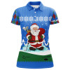 Custom Golf Santa Argyle Pattern Blue Christmas Golf Polos Custom Golf Shirts For Women Golf Gifts LDT1024