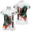 Custom Billiard Skeleton Colorful Grunge Style Personalized Women Polo Shirts, Best Billiard Attire Design TDM1079