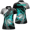 Custom Womens Golf Polos Shirts Custom Flame Golf Ball Shirts For Women, Personalized Golf Gifts | Cyan Blue Nqs7957