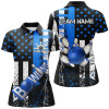 Custom Retro American Flag Women Bowling Polo Shirts Custom Bowling Team Jerseys, Gifts For Bowlers | Blue Nqs7340