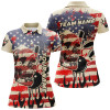 Custom American Flag Skull Bowling Polo Shirts For Women Custom Team Ladies Bowling Jerseys, Gift For Bowlers Nqs7305