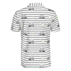 Golf Equipment Stripe Line Men Polo Shirt, Black And White Golfing Polo Shirt, Best Golf Shirt For Men