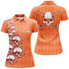 Custom Elegant Orange Argyle Pattern Skull Golf Polo Shirts Custom Halloween Golf Gifts For Women LDT0439