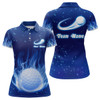 Custom Blue Fire Flame Golf Ball Womens Polo Shirt Custom Golf Tops For Women Personalized Golf Gift LDT1064
