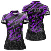 Custom Personalized Skull Bowling Polo Shirt For Women Custom Team's Name Purple Camo Bowler Jerseys Nqs7322