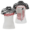 Custom Womens Golf Polo Shirts Custom Golf Club American Flag Patriotic White Golf Shirts For Women Nqs5756