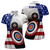 Custom American Flag Archery 3d Target Personalized Women Polo Shirts, Patriotic US Archery Jerseys For Team TDM0992