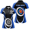 Custom Blue Archery Jerseys Personalized Archery 3d Target Custom Women Polo Shirts, Best Archery Outfits TDM1017