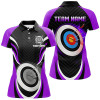 Custom Purple Archery Jerseys Personalized Archery 3d Target Custom Women Polo Shirts, Best Archery Outfits TDM1019