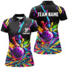 Custom Colorful bowling jerseys Bowling Polo, 1/4 Zip Shirt for Women Custom Bowling Team shirts for bowlers NQS7597
