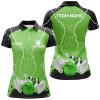 Custom Women Bowling Polo Shirt Custom Bowling Strike Lightning Storm Thunder Team League Jersey | Green Nqs7083