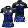 Custom Personalized Blue Grunge 10 Ball Billiard Women Polo Shirts, Custom Billiard Jersey For Pool Player TDM1410