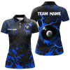 Custom Blue Grunge 8 Ball Pool Thunder Lightning Women Polo Shirts Custom Team League Billiard Jersey TDM1484