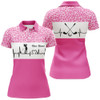 Custom Pink Leopard Pattern Golf Girl Heartbeat Women Polo Shirt, Best Pink Golf Shirt For Ladies LDT0004