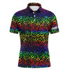 Custom Golf Men Polo Shirt - Custom Name Colorful Neon Rainbow Leopard Pattern Apparel - Personalized Gift For Golf Lover, Team, Husband, Boyfriend, Men