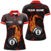 Custom Personalized 8 Ball Pool Fire 3D Women Polo Shirts Custom Unique Billiard Shirts For Pooler TDM0461