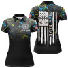 Custom Colorful Camo Women Bowling Polo Shirt Custom American Flag Patriotic Bowling Team League Jerseys Nqs7368