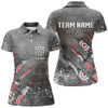 Custom Archery Target Pattern Grey Grunge Women Polo Shirts Best Custom Team Name Archery Jerseys TDM1036