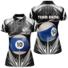 Custom Personalized Thunder Black 10 Ball Billiard 3D Polo Shirts For Women, 10 Ball Billiard Team Jerseys VHM0966
