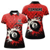 Custom Personalized Red Grunge 8 Ball Pool Women Billiards Polo Shirts Custom Billiard Team Jerseys Uniform TDM1183