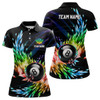 Custom 3D Colorful Frozen Ice Women Billiard Polo Shirts Personalized 8 Ball Pool Billiard Attire Jerseys TDM1120