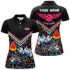 Custom Personalized 3d Bowling Shirts For Women, Custom Black Short Sleeve Polo Bowling Shirts For Girls Nqs5385