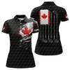 Custom 3D Canada Flag Black Golf Polo Shirts Red Maple Leaf Golf Tops For Women Patriotic Golf Gifts LDT1483