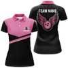 Custom Black And Pink Women Bowling Polo Shirts Custom Team Bowling Jerseys, Gift For Bowlers Nqs7407