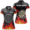 Custom Personalized Flame 3D Dartboard Dart Polo Shirts For Women, Dart Apparel Custom Dart Team Jerseys VHM1091