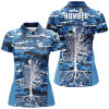 Custom Blue Camo Womens Disc Golf Polo Shirts, Custom Camouflage Golf Shirts For Women, Disc Golf Gifts LDT0093