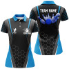 Custom Black Women's Polo Bowling Shirt Custom Name Ladies Bowlers Jersey, team bowling outfits | Blue NQS6133