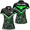 Custom Personalized 3d Bowling Shirts For Women, Custom Black Green Short Sleeve Polo Bowling Shirt For Girls Nqs4708