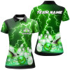 Custom Women bowling polo shirts Custom green lightning thunder Bowling Team Jersey, gift for team Bowlers TTV151