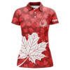 Custom Womens Golf Polo Shirts Red Canada Maple Leaf Pattern Custom Team Golf Shirts, Patriot Golf Tops Nqs7342