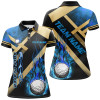 Custom Womens Golf Polo Shirt Custom Blue Flame Golf Ball Golf Apparel For Ladies, Personalized Golf Gifts Nqs7999