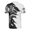 Men Polo Shirt - Black & White Ripped Vintage Golfing Clubs Skull Camouflage Polo Shirt, American Flag Polo Shirt, Camo Golf Shirt For Men
