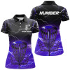 Custom Purple Light Lightning Thunder Disc Golf Basket Womens Disc Golf Polo Shirt Custom Disc Golf Tops Nqs7415