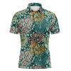 Custom Golf Men Polo Shirt - Green Tropical Pattern With Palm Leopard Custom Name Apparel - Personalized Gift For Golf Lover, Men, Team, Husband, Boyfriend