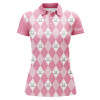 Custom Pink Argyle Plaid Pattern Womens Golf Polos Shirts Custom Golf Shirts For Women, Ladies Golf Polo Nqs5156