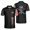 American Flag and Skull Men Polo Shirt, Skull Golf Polo Shirt, Dark Theme American Flag Polo Shirt, Best Golf Shirt For Men