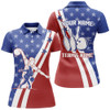 Custom American Flag Bowling Jersey For Women Personalized Bowling Polo Shirt Patriotic Bowling Team Shirt BDT32