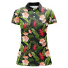 Custom Womens Golf Polo Shirts Custom Tropical Hibiscus Flower Pattern Golf Wear For Ladies, Golfing Gifts Nqs7301