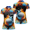 Custom Womens golf polo shirts custom water fire golf ball golf tops, golf attire for ladies NQS7288